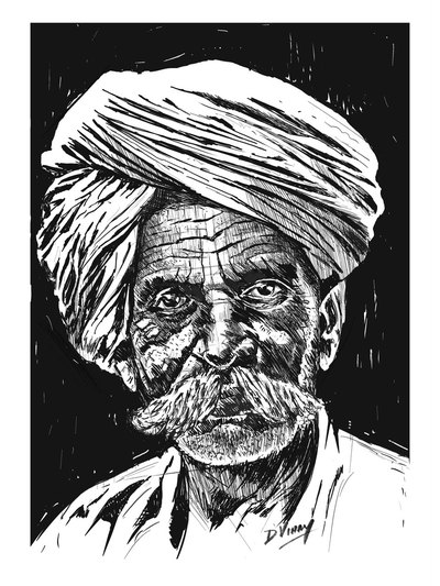Pen, pencil and charcoal drawing 15 by Vinay Deshpande
