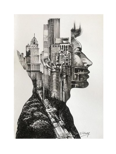 Pen, pencil and charcoal drawing 19 by Vinay Deshpande