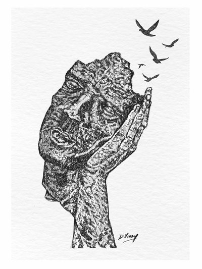Pen, pencil and charcoal drawing 23 by Vinay Deshpande