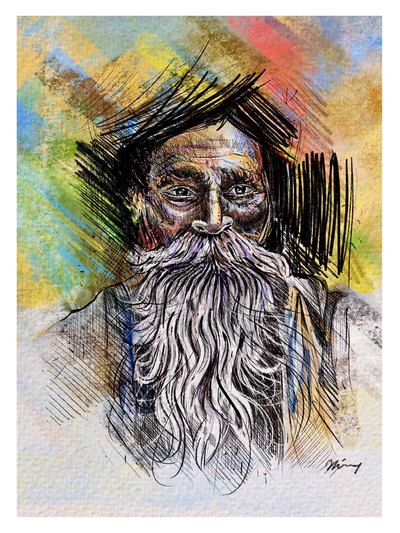 Pen, pencil and charcoal drawing 32 by Vinay Deshpande