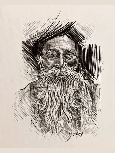 Pen, pencil and charcoal drawing 47 by Vinay Deshpande