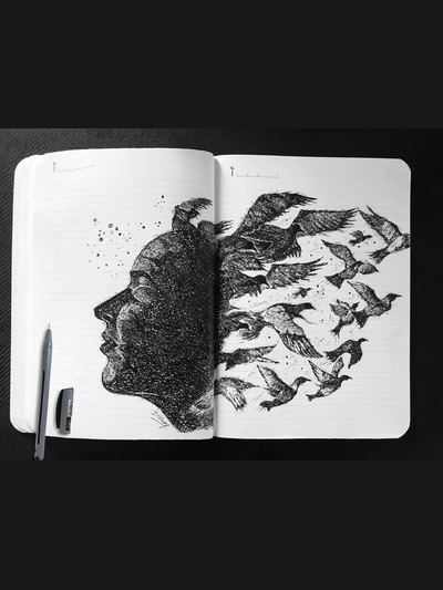 Pen, pencil and charcoal drawing 48 by Vinay Deshpande