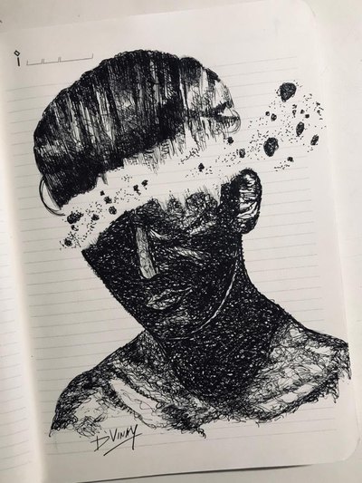 Pen, pencil and charcoal drawing 52 by Vinay Deshpande