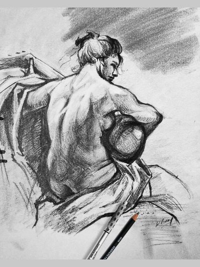 Pen, pencil and charcoal drawing 54 by Vinay Deshpande