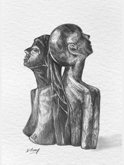 Pen, pencil and charcoal drawing 59 by Vinay Deshpande