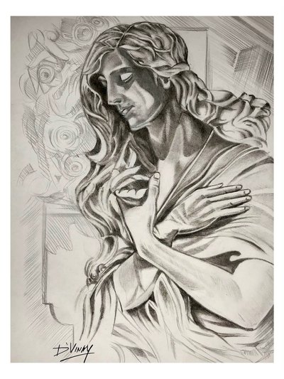Pen, pencil and charcoal drawing 60 by Vinay Deshpande