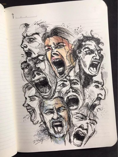 Pen, pencil and charcoal drawing 67 by Vinay Deshpande