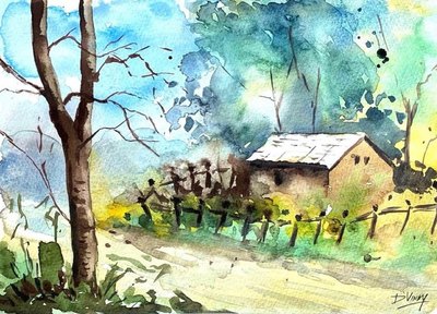 Watercolor, oil, acrylic and color pencil artwork 18 by Vinay Deshpande