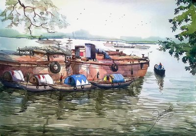 Watercolor, oil, acrylic and color pencil artwork 35 by Vinay Deshpande