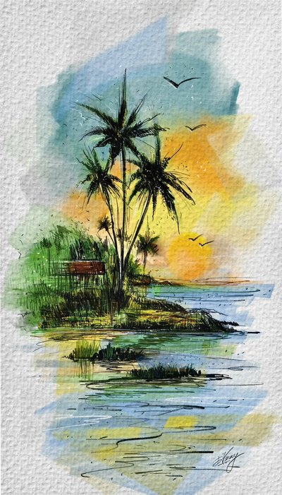 Watercolor, oil, acrylic and color pencil artwork 6 by Vinay Deshpande